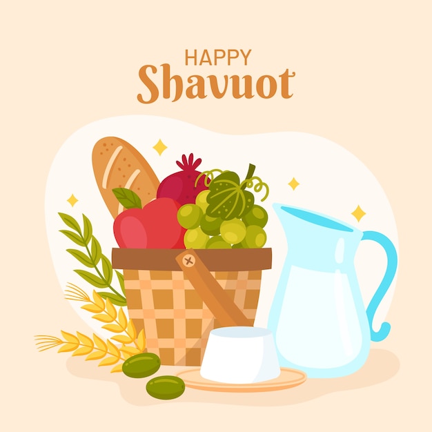 Vettore shavuot piatto disegnato a mano