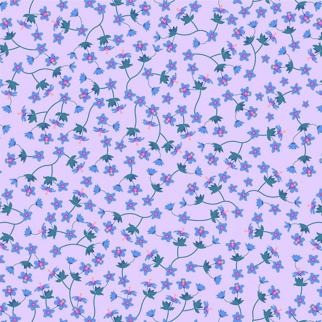 Hand drawn flat small flowers pattern