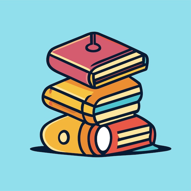 Vector hand drawn flat stack of books