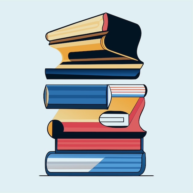 Vector hand drawn flat stack of books