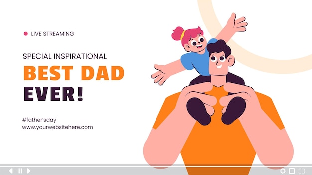 손으로 그려진 평평한 스타일의 일러스트레이션 Happy Father's Day Video Thumbnail Campaign