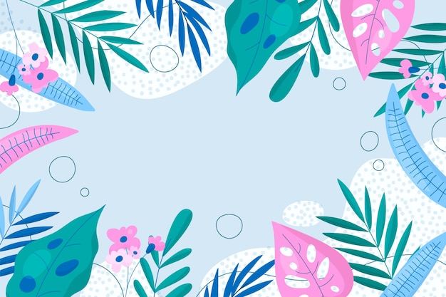 Fondo tropicale estivo piatto disegnato a mano