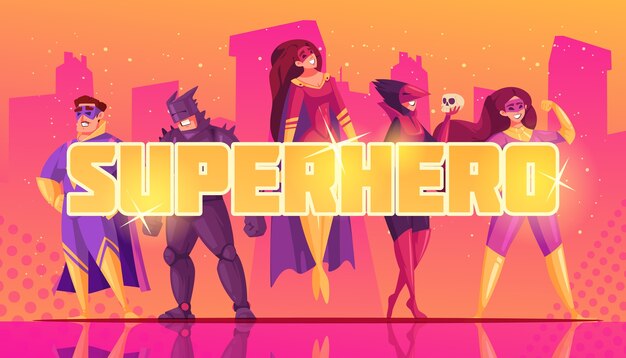 Hand drawn flat superhero background with text