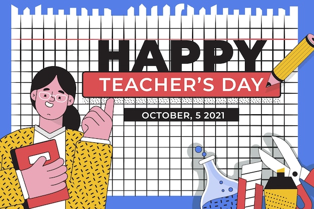 Hand drawn flat teachers' day background