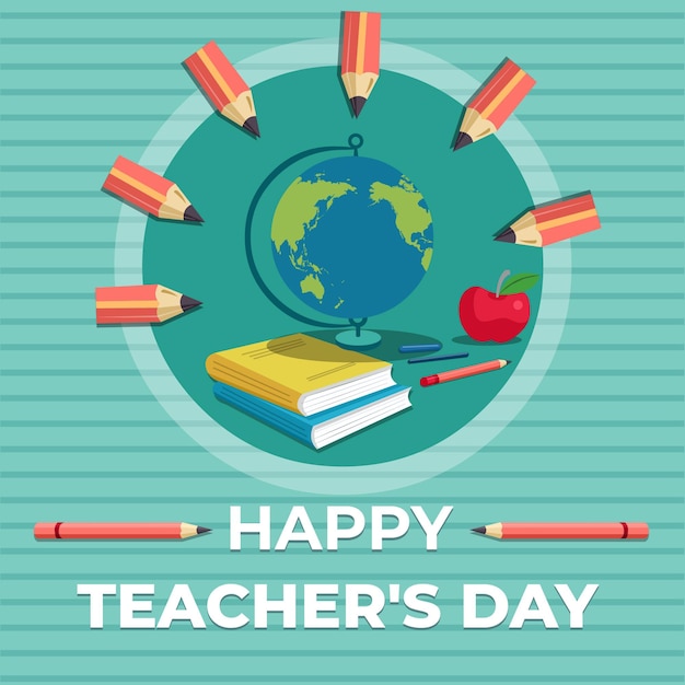 Vector hand drawn flat teachers' day background