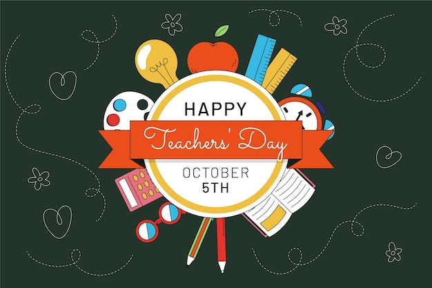 Vector hand drawn flat teachers' day background