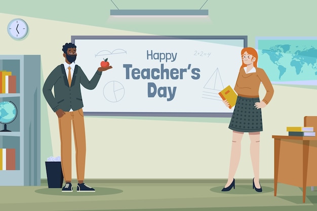 Vector hand drawn flat teachers' day background