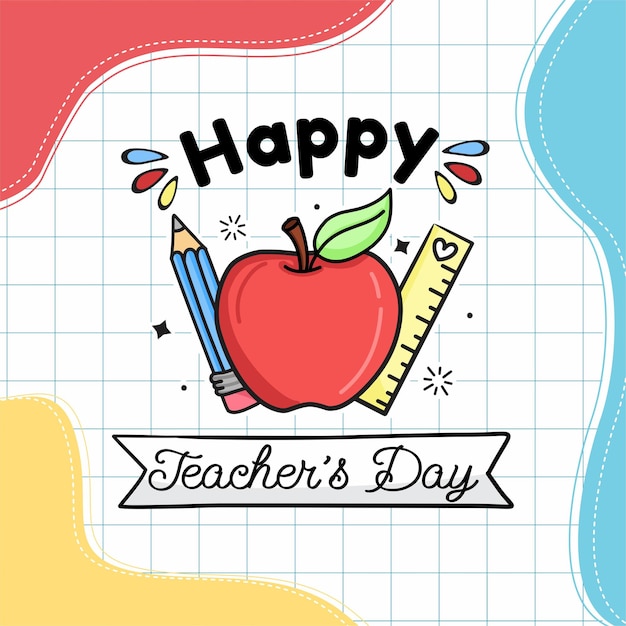 Vector hand drawn flat teachers' day background