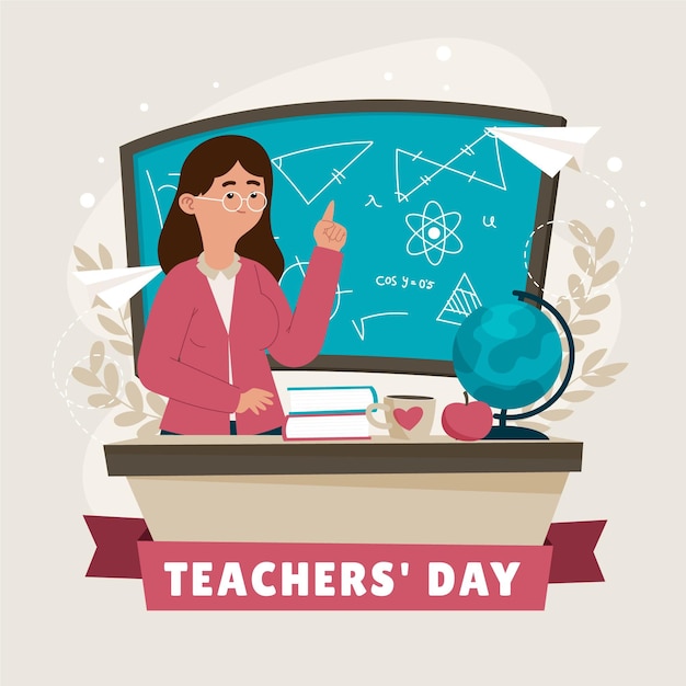 Vector hand drawn flat teachers' day illustration