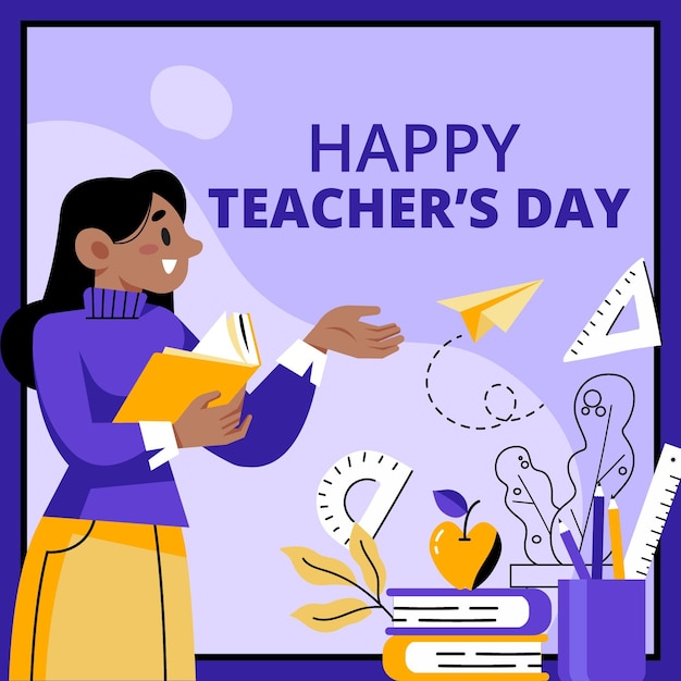 Hand drawn flat teachers' day illustration