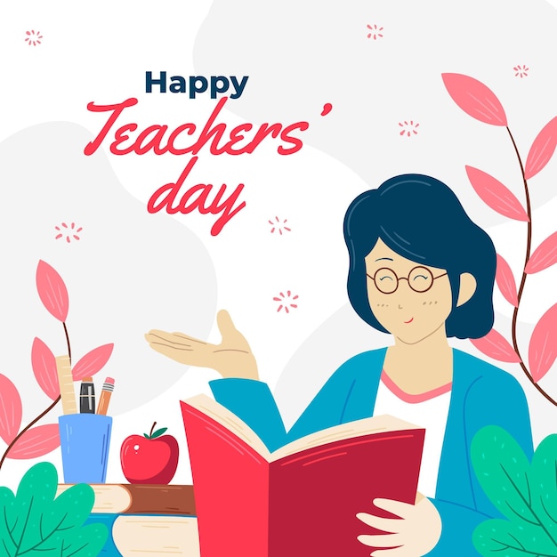 Hand drawn flat teachers' day illustration