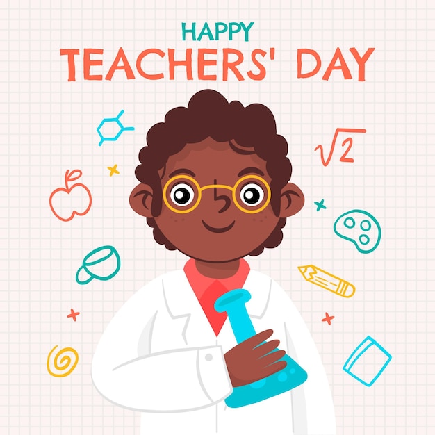 Vector hand drawn flat teachers' day illustration