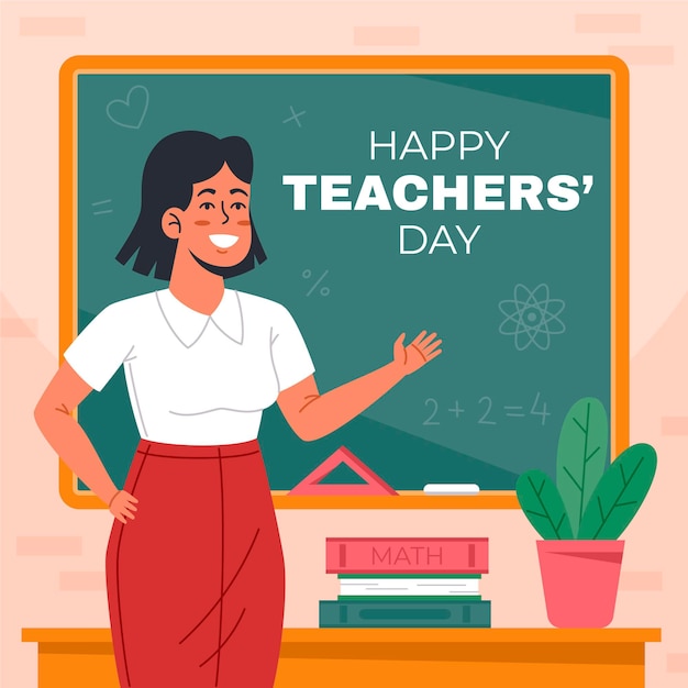 hand drawn flat teachers' day illustration