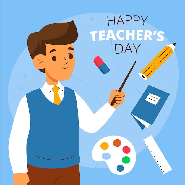 Hand drawn flat teachers' day illustration