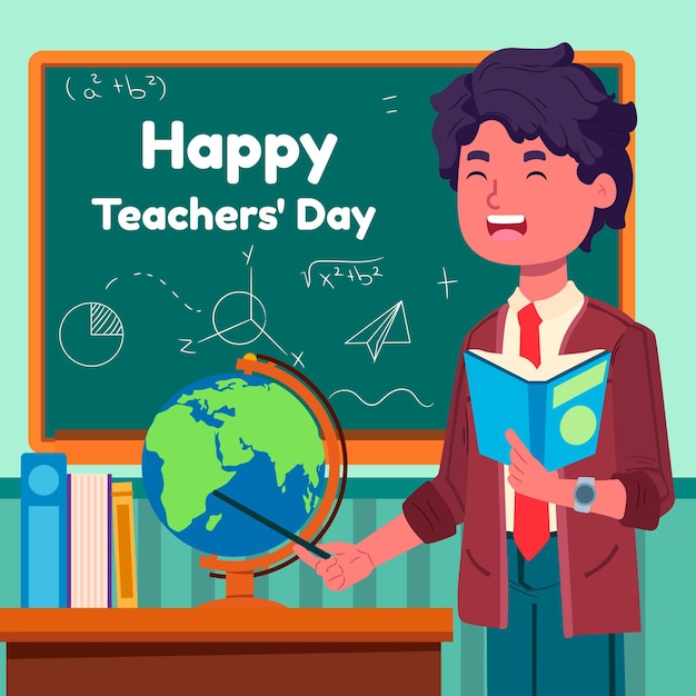 Vector hand drawn flat teachers' day illustration