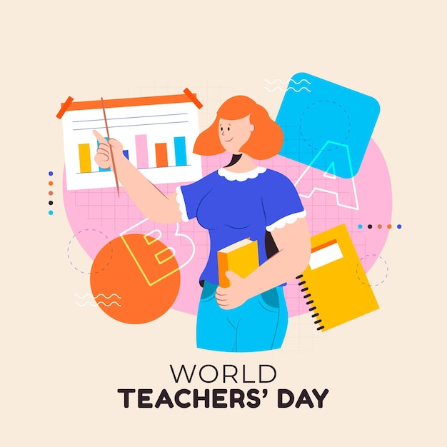 Vector hand drawn flat teachers' day illustration