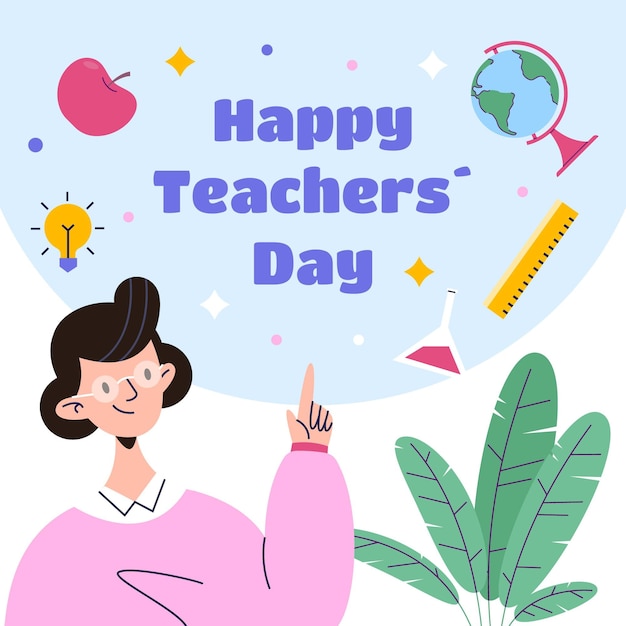 Vector hand drawn flat teachers' day illustration