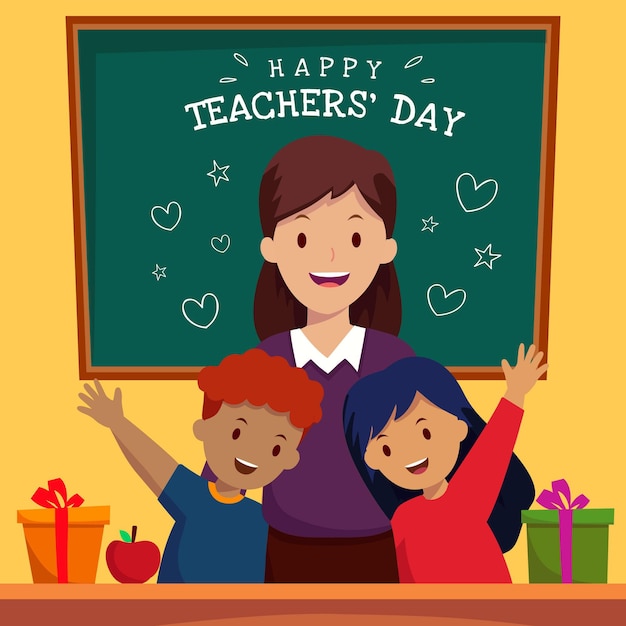 Vector hand drawn flat teachers' day illustration