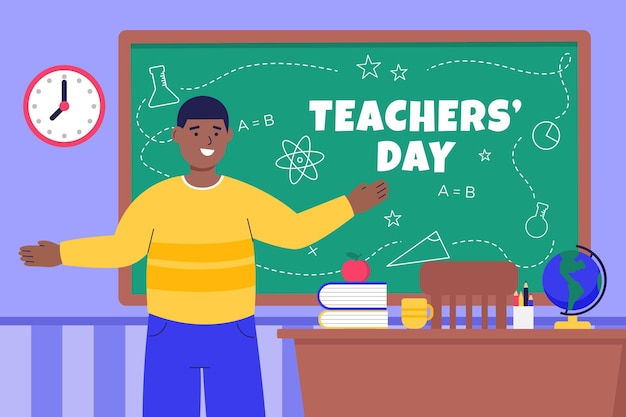 Vector hand drawn flat teachers' day illustration