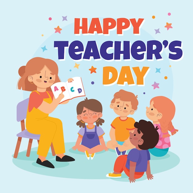 Hand drawn flat teachers' day illustration