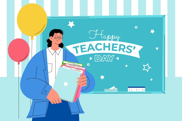 Hand drawn flat teachers' day illustration