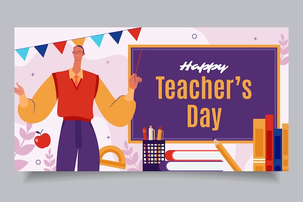 hand drawn flat teachers' day social media post template