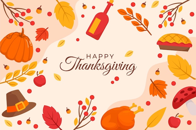 Vector hand drawn flat thanksgiving background