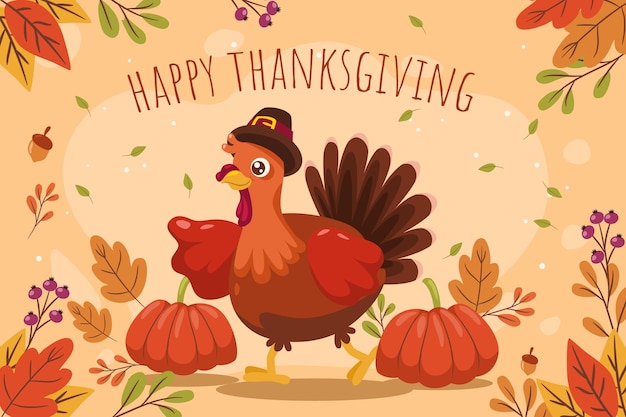 Hand drawn flat thanksgiving background