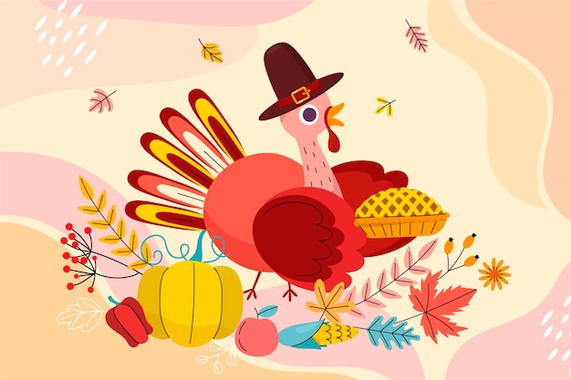 Vector hand drawn flat thanksgiving illustration