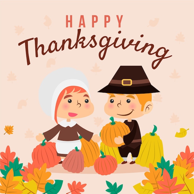 Hand drawn flat thanksgiving illustration