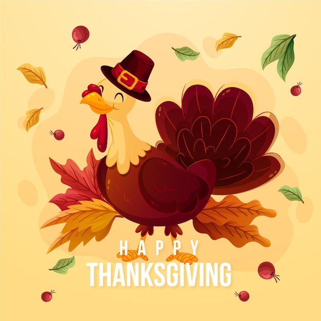 Hand drawn flat thanksgiving illustration