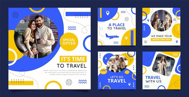 Vector hand drawn flat travel agency instagram post