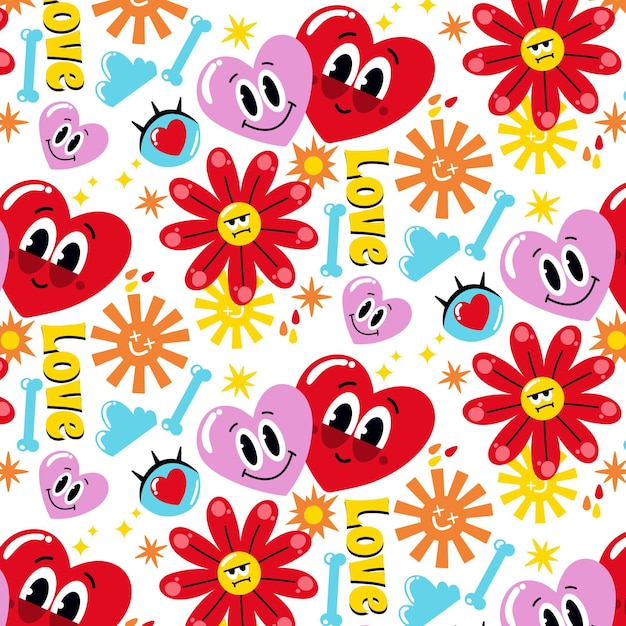 Hand drawn flat trendy cartoon pattern design