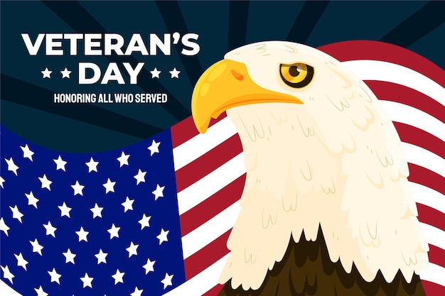 Vector hand drawn flat veteran's day background