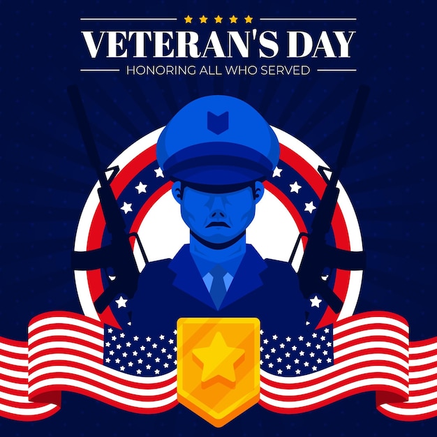 Hand drawn flat veteran's day illustration