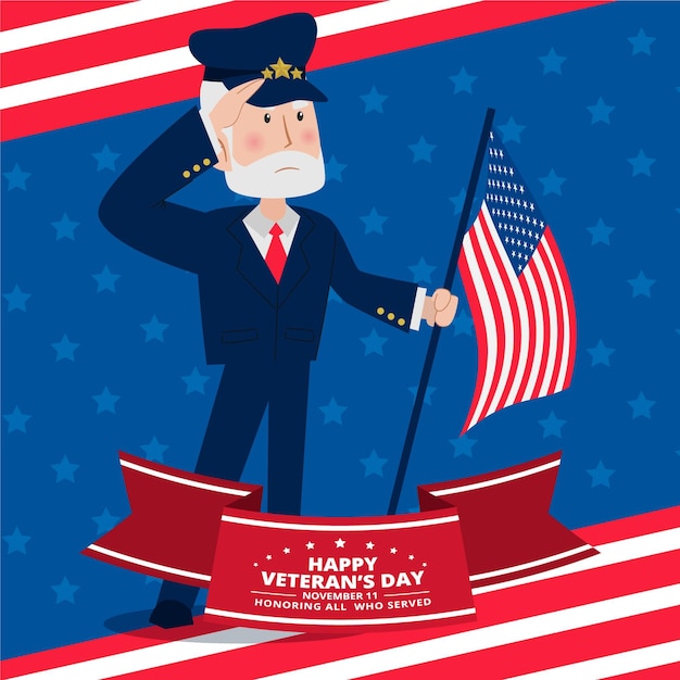 Vector hand drawn flat veteran's day illustration