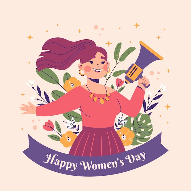 Vector hand drawn flat women's day illustration