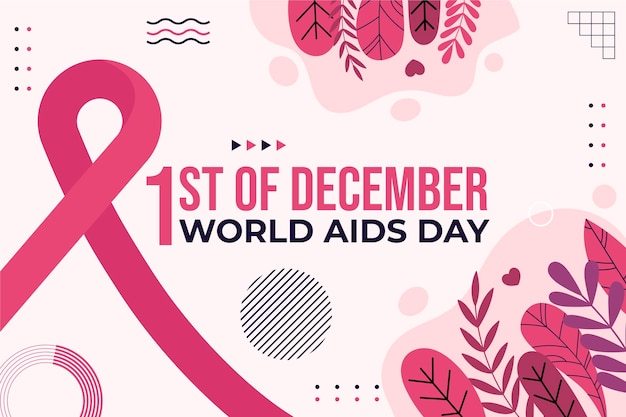 Vector hand drawn flat world aids day background