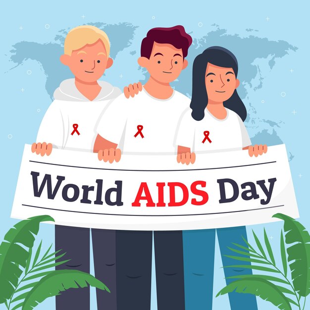 Illustrazione piatta disegnata a mano per la giornata mondiale dell'AIDS