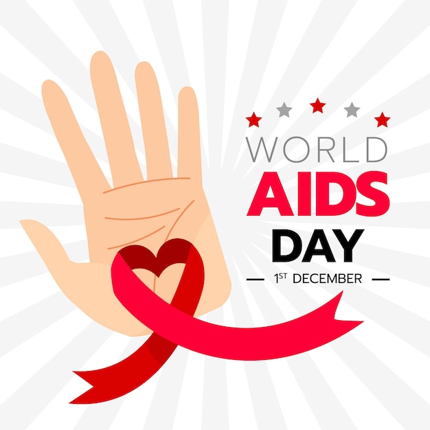 Vettore illustrazione piatta disegnata a mano per la giornata mondiale dell'aids