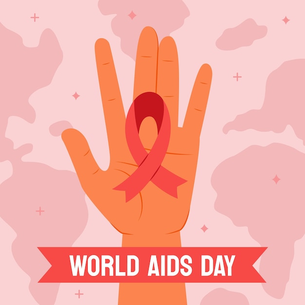 손으로 그린 평면 세계 에이즈의 날 그림