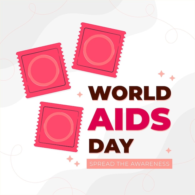 Vector hand drawn flat world aids day illustration