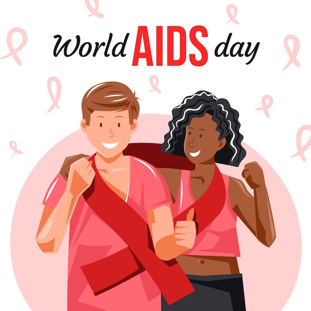 Vettore illustrazione piatta disegnata a mano per la giornata mondiale dell'aids