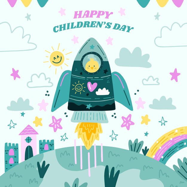 Illustrazione piatta disegnata a mano per la giornata mondiale dei bambini