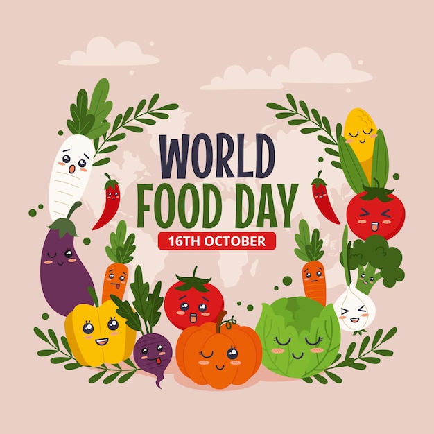 Vector hand drawn flat world food day