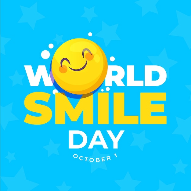 Hand drawn flat world smile day illustration