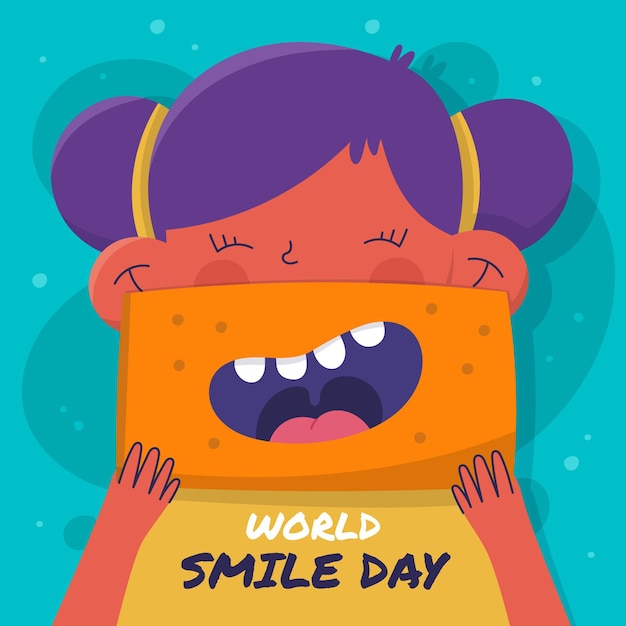 Hand drawn flat world smile day illustration