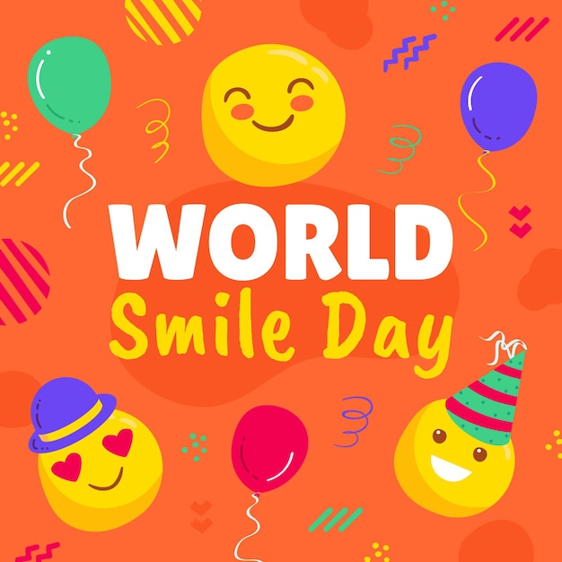 Vector hand drawn flat world smile day illustration