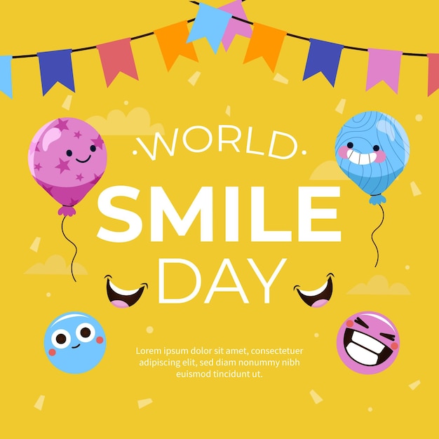 Hand drawn flat world smile day illustration