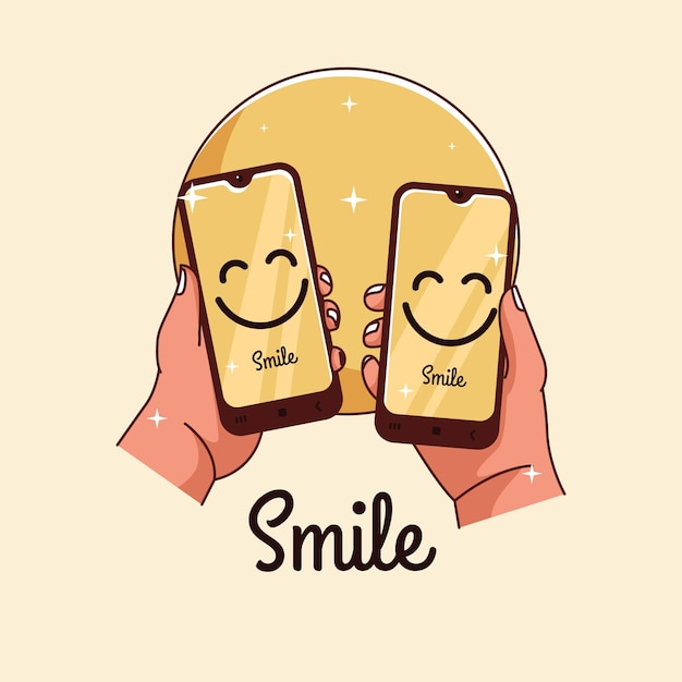 Vector hand drawn flat world smile day illustration